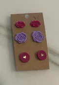 3 Set Pink and Purple Earrings