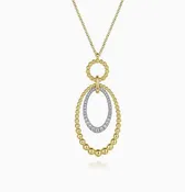 14K White-Yellow Gold Bujukan and Diamond Circle Pendant Necklace