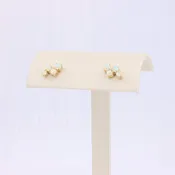 Australian Opal Cluster Stud Earrings, 0.33cttw in 14K Yellow Gold