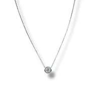 0.73 tcw Natural Round Diamond Bezel Set Pendant Necklace