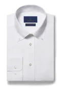 David Donahue White Pinpoint Oxford Non-Iron Dress Shirt-Trim Fit