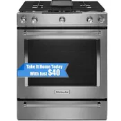 30-Inch 5-Burner Dual Fuel Convection Slide-In Range with Baking Drawer KSDB900ESS