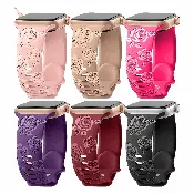 Floral Silicone Watch Band for Apple Watch – Elegant Rose Engraved Design