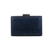crystal box frame evening clutch - Navy