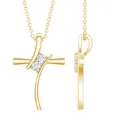 0.14 CT Lab Grown Diamond Cross Necklace (Hidden Bail)