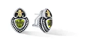 Fleur De Lis Earrings with Peridot in Silver and 14K Gold