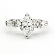 Estate Platinum Engagement Ring With 1.03 Carat Marquise Cut Diamond GIA – D SI1