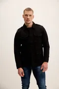 Adjustable Waist Cotton Utility Jacket - Black