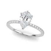 14K White Gold Pear Diamond Halo Engagement Ring