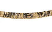 Black & Gold Metallic Happy New Year Banner