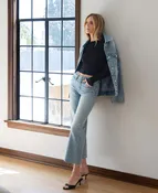 Arrow - Mid Rise Tinted Crop Slim Wide Leg Jeans