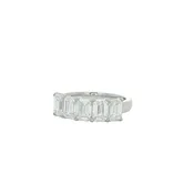 14K White Gold Emerald 5 Stone Lab Diamond Wedding Band 2.50 tcw