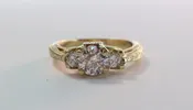 Art deco Style Past, Present and Future Natural Diamond  Engagement Ring. 1.35ct