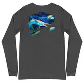 "FIRST DOWN" BLUE MARLIN Unisex Long Sleeve Tee....By Marine Artist Marty Wilson