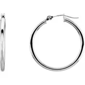 14K White Gold 25mm Hoop Earrings | 2mm Thick Medium Hoops