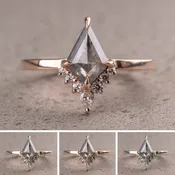 1.02 Carat Salt and Pepper Kite Diamond Engagement Ring, Ava Setting