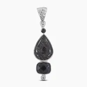 925 Silver Black Rutilated Quartz Pendants