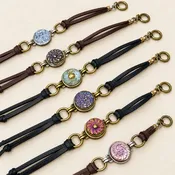 Antique Glass Deerskin Bracelet