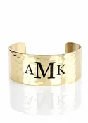 1.0 Custom Engraved Monogram Gold Cuff - Garamond Font