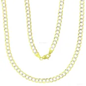 14 Karat 2 Tone Gold Diamond Cut 5mm Pave Cuban Link Chain - 24 inch