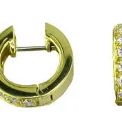 0.40ct Diamond Single Row Huggie Hoop Earrings in 18K Yellow Gold