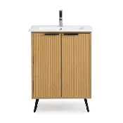 24 Inch Modern Freestanding Light Wood Liora Bathroom Vanity, Single Sink, Integrated Sink Top