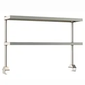 12"d x 34"h TableWorx Work Table Risers w/ Cantilevered Stainless Steel Solid Shelves - Rear Mount