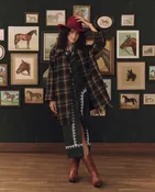 Stetson & THE GREAT. The Fringe Coat. -- Carmel and Black Frontier Plaid