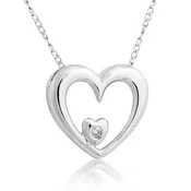 .015 ct. tw. Diamond Double Heart Pendant in Sterling Silver - EESP202D