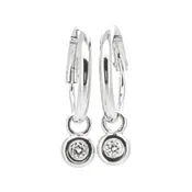 .04 CARAT CERTFIED LAB GROWN DIAMONDS STERLING SILVER RHODIUM PLATED 15 MM EARRINGS HOOPS