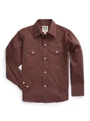 Boy's Ely Cattleman Long Sleeve Solid Brown Western Snap Shirt