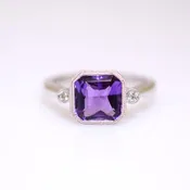14kw Amethyst and Diamond Ring