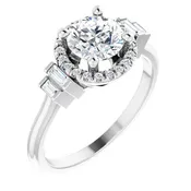 Halo Style Ring Setting in 10K White Gold - Round 6.5mm