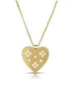18K Yellow Gold Venetian Princess Satin Heart Diamond Necklace