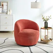 2069-RD Red Teddy Bear Fabric Swivel Barrel Chair