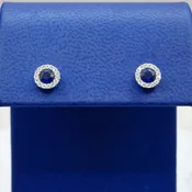 14kt White Gold Blue Sapphire (0.6 ctw) and Diamond (0.12 ctw) Earrings