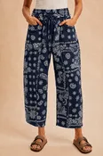 BANDANA BARREL FIT PANTS, NAVY