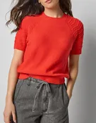 Lilla P Textured Sleeve Sweater - Fiesta