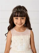 Gorgeous Rhinestone and Pearl Wire Headpiece with Satin Tie Back