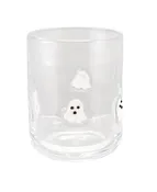 16 oz. Drinking Glass with Embedded Ghosts, White & Black