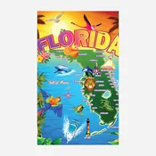 Florida Map Beach Towel 54" x 68"