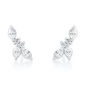 0.40 Carat Marquise and Round Natural Diamond Earrings in 14K White Gold