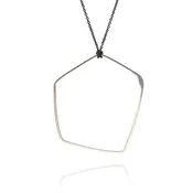 Dipped Open Pebble Necklace - Silver