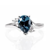 10K White Gold London Blue Topaz Diamond Accent Ring