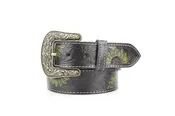 American Bison Black Tooled Leather Sunflower Belt ABB 14-2623