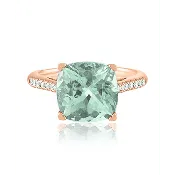 10MM GREEN QUARTZ CUSHION RING
