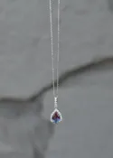 Alexandrite Diamond Halo Pendant Necklace
