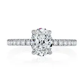 14K White Gold Diamond Semi Mount with Hidden Halo