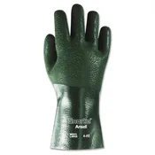 Ansell Snorkel Large Green Chemical Resistant Gloves Jersey Knit Lining 12 Pairs/Pack
