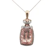 14K ROSE & WHITE GOLD MORGANITE DIAMOND PENDANT